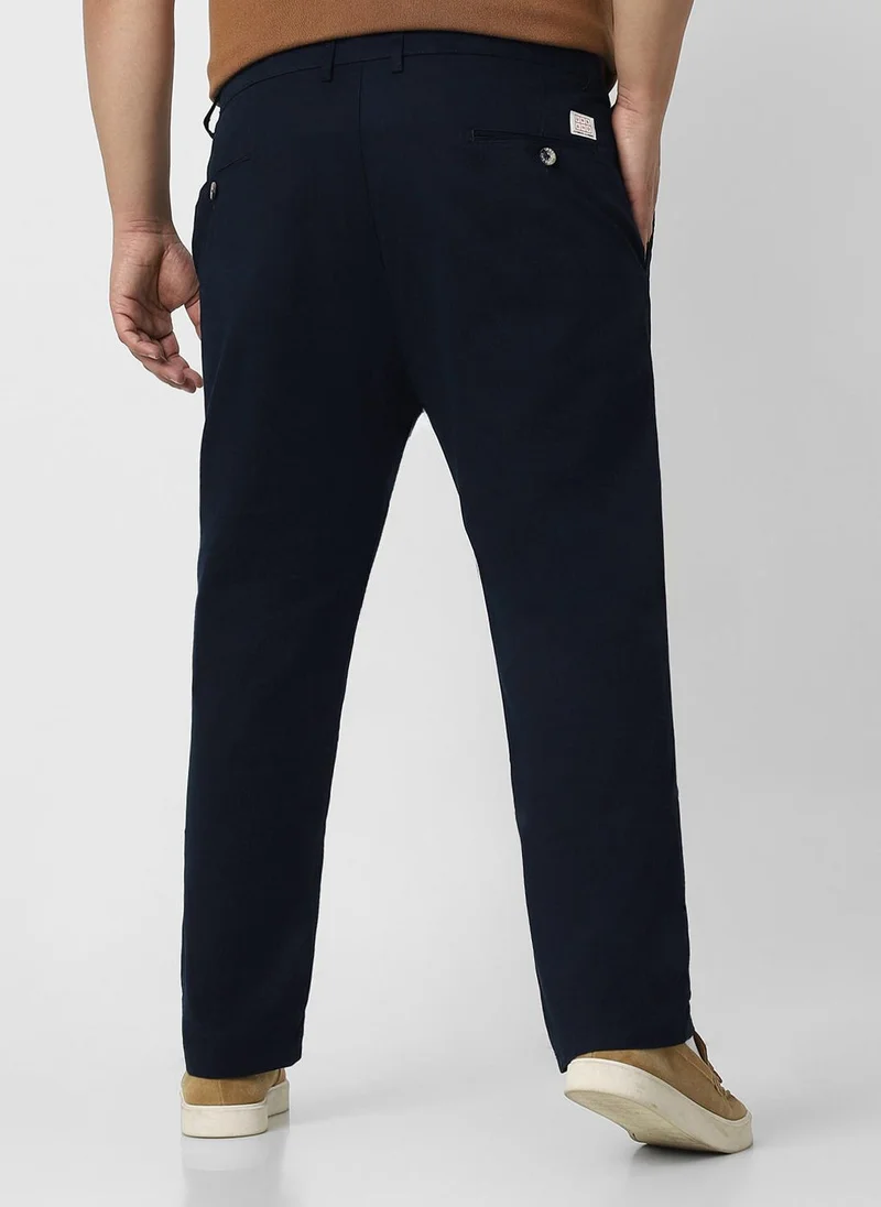 Urbano Fashion  Urbano Plus Men's Navy Blue Cotton Regular Fit Casual Chino Pants Stretch for Men | Best Price UAE